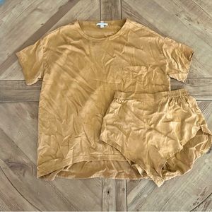 Lunya Washable Silk Tee Set Size S